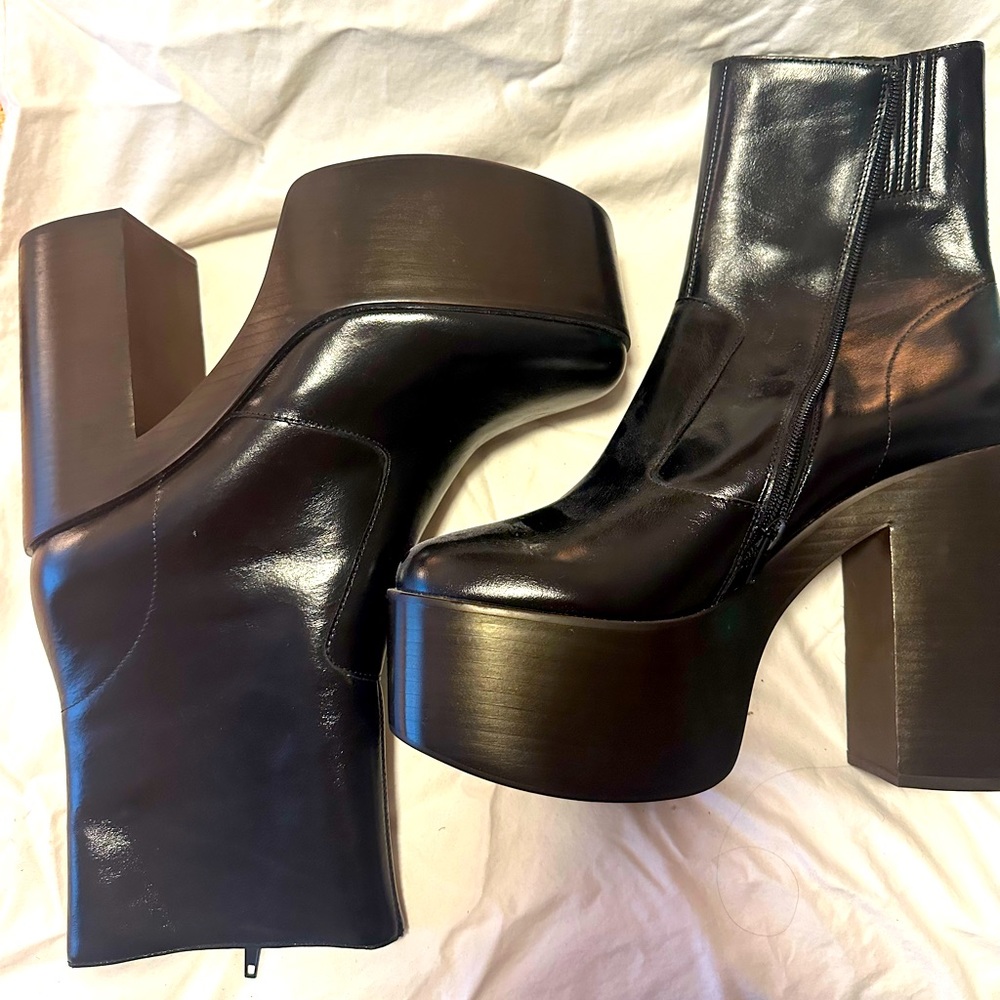 Jefferey Campbell black leather platform boot